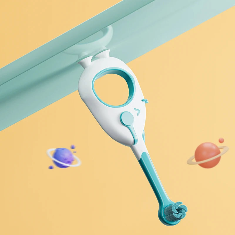 Cute Baby Toothbrush for Infants and Toddlers Aged 0-3, Cartoon Small Head Baby Toothbrush, Individually Packaged, with Suction Cup at the Bottom for Standing