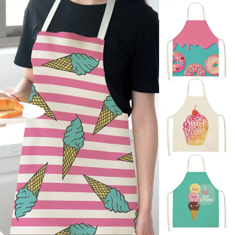 Cotton Linen Ice Cream Oil-proof Bibs Home Cleaning Tool Kitchen Apron Cooking
