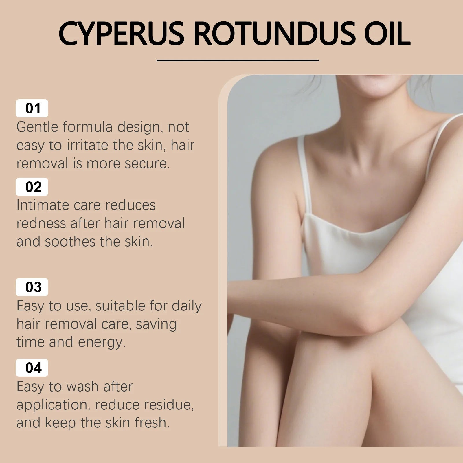 EELHOE Cyperus Rotundus Oil for Hair Removal After Care Soft Smooth Skin Barrier Repair Moisturizing Hair Growth Inhibiting Oil