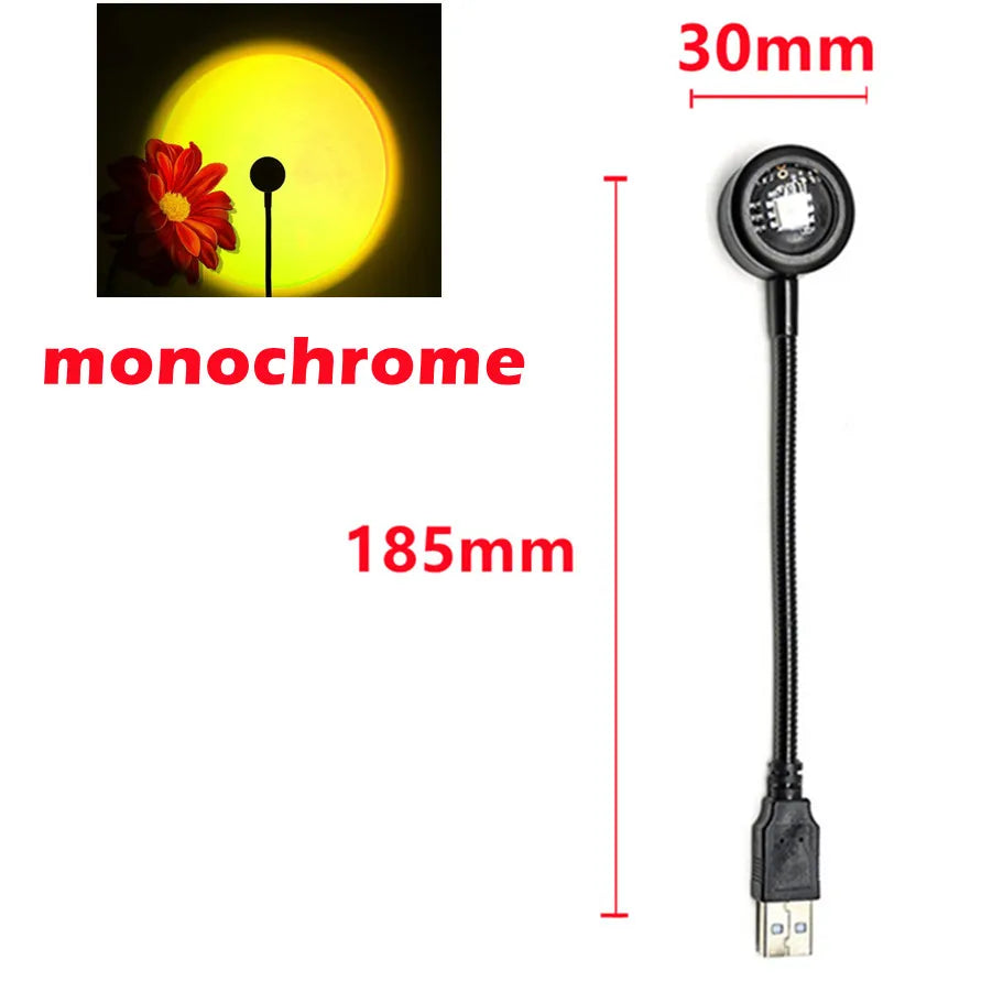 LDHLM Sunset Lamp LED USB Rainbow Neon Night Light Projector Photography Wall Atmosphere Lighting for Bedroom Decor Gift