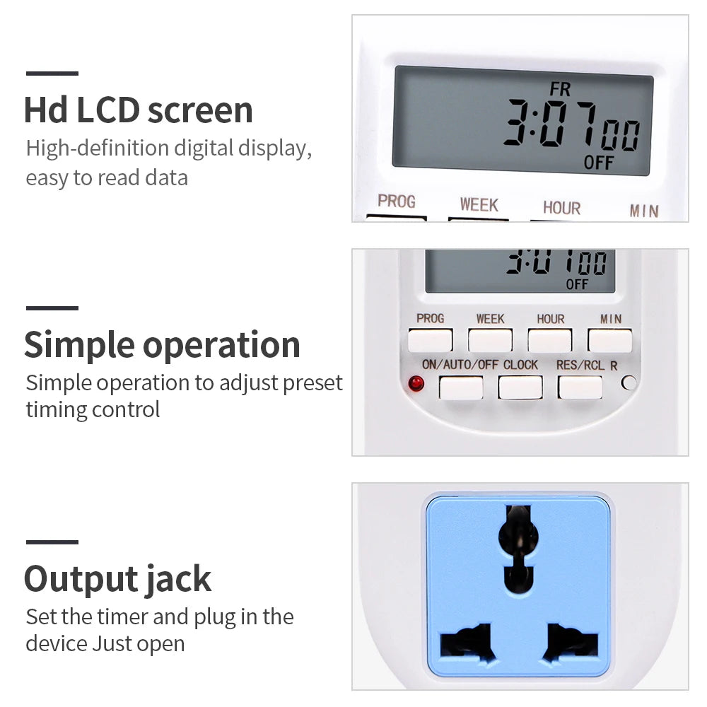 Smart Electronic Timer 220V Weekly Time Switch Programmable Timing Socket EU Plug Outlet Time Control for Kitchen Household