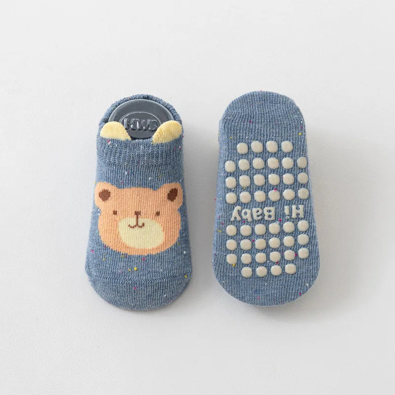 Kids Floor Socks For Boys Girls Soft Cotton Baby Toddler Home Anti-slip Short Socks Autumn Winter Cartoon Sports Socks 0-5Years