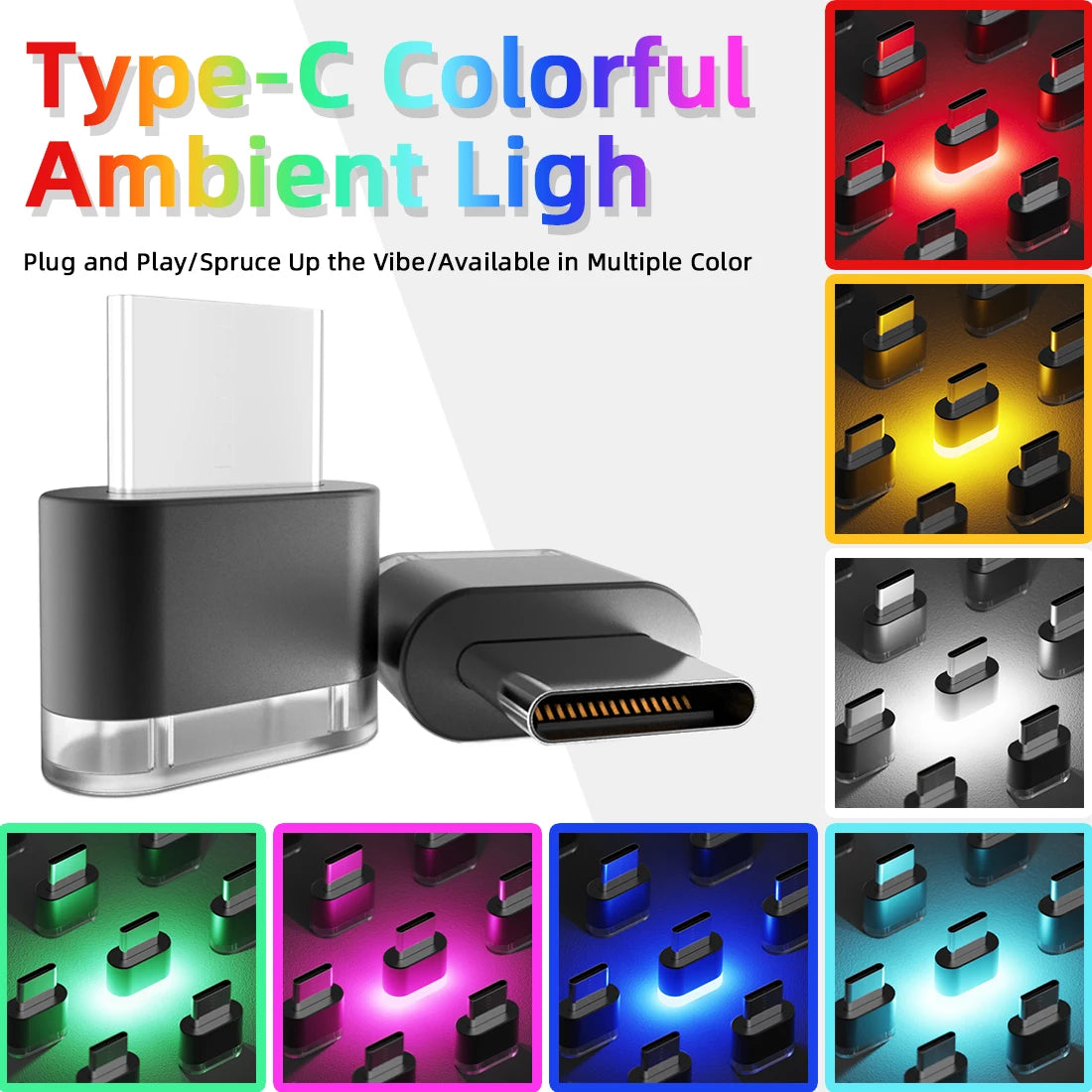 New  Type-C Car Interior Ambient Atmosphere Light LED Signal Lights Auto Reading Lamp Decorations Car Interior Accessories