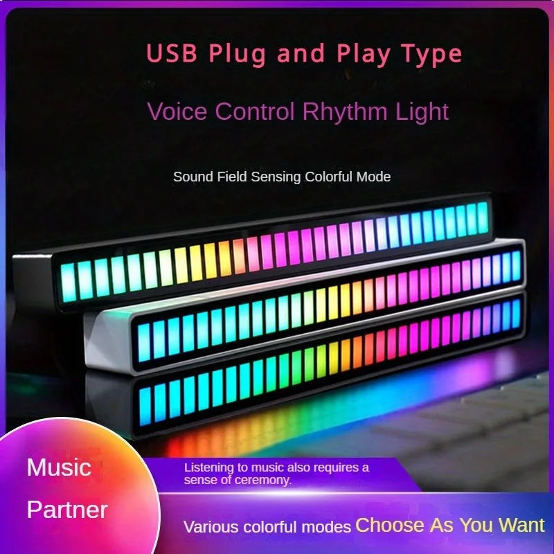 Smart LED Light Bars,Colorful Sound-Activated Rhythm Light,Usb Rechargeable,For Room Decoration,Car,Computer Desktop