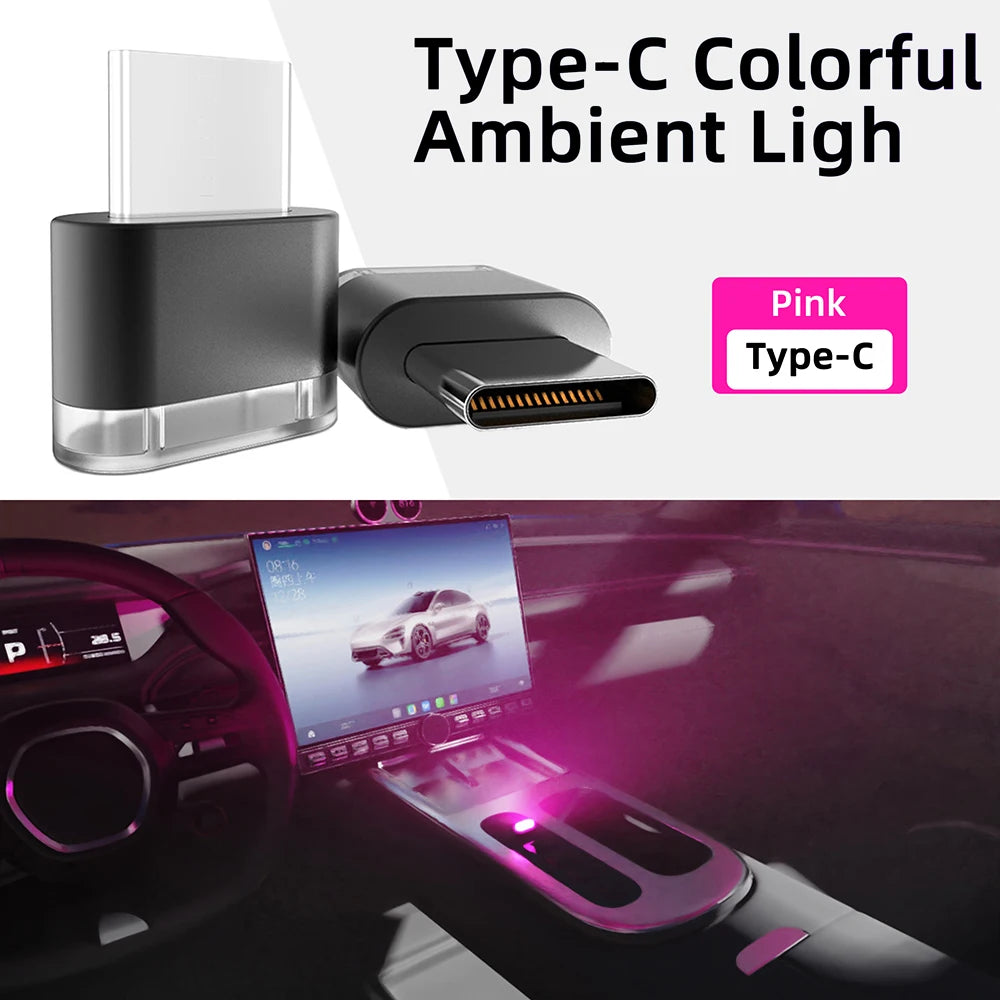 New  Type-C Car Interior Ambient Atmosphere Light LED Signal Lights Auto Reading Lamp Decorations Car Interior Accessories