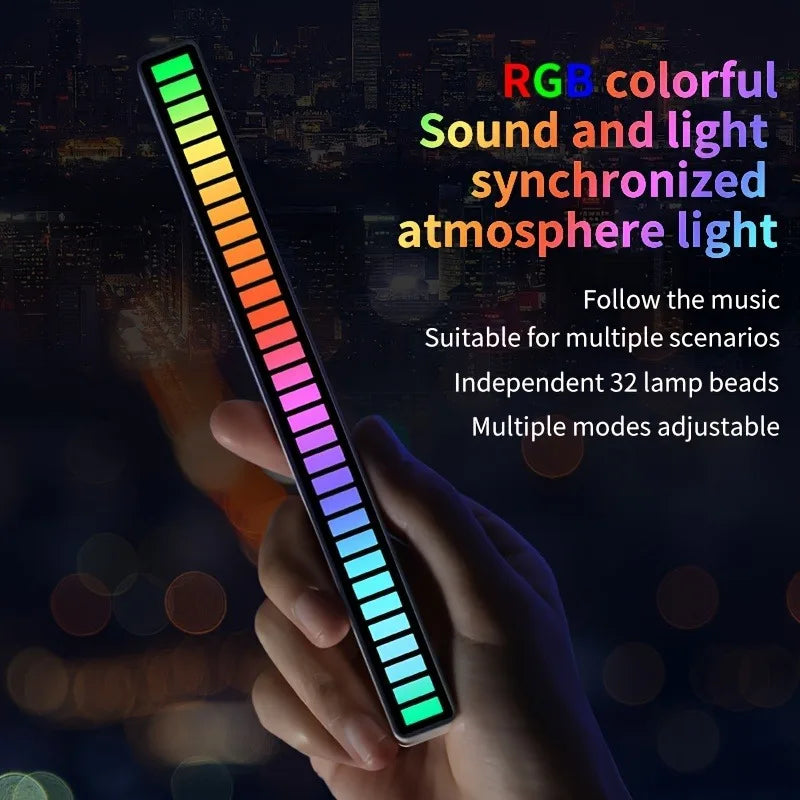 Smart LED Light Bars,Colorful Sound-Activated Rhythm Light,Usb Rechargeable,For Room Decoration,Car,Computer Desktop