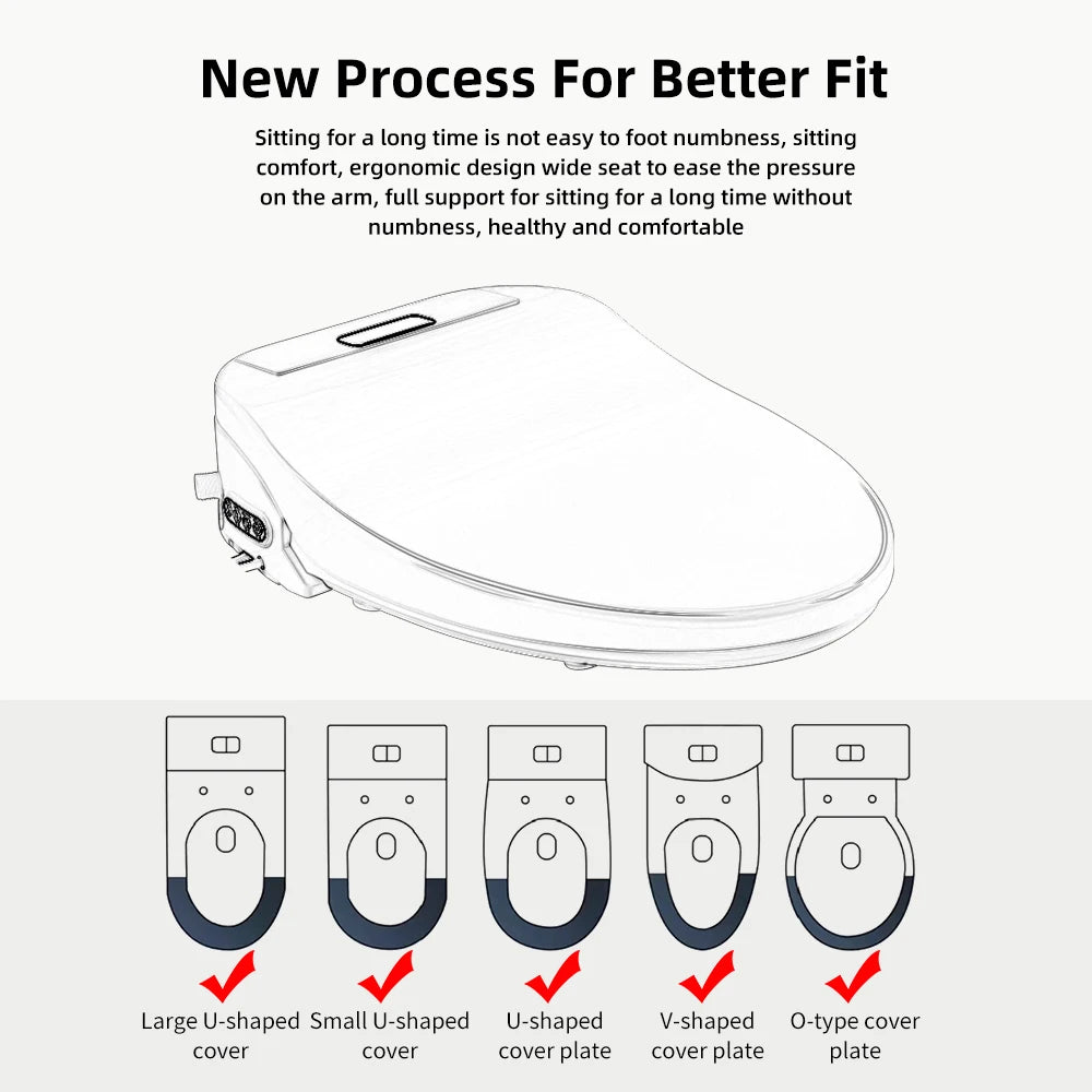 Smart Electronic Toilet Seat Cover - Wireless Remote, 3-in-1 Warm System, Water-Saving - Heated, Dry, Wash for Modern Bathroom