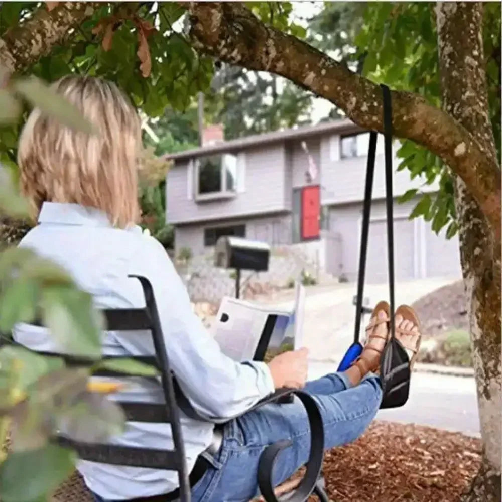 Travel Rest Hanging Footstool with Adjustable Straps Multifunctional Portable Hammock Footrest for Home Office Outdoor Airpalne