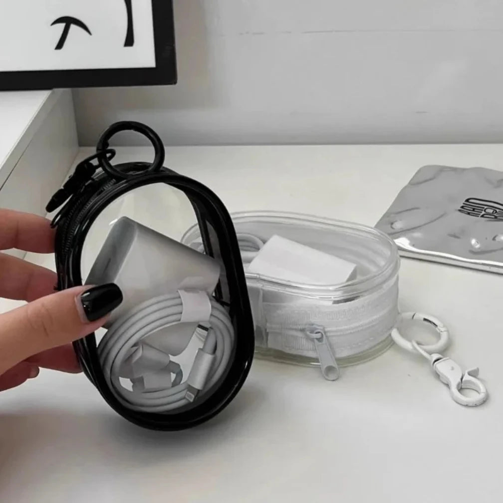 Transparent Travel Cable Organizer Bag Portable Charger Case Accessories Storage for Home Office Travel Pendant Design