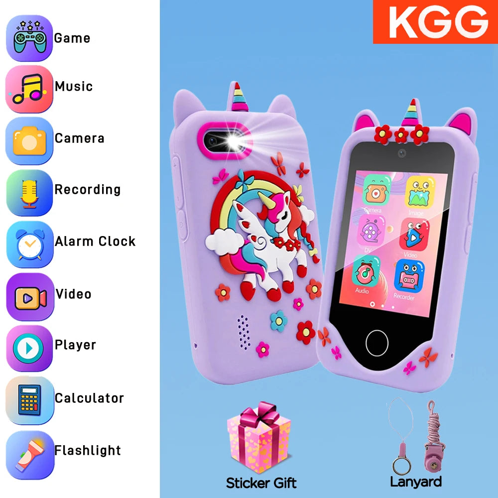 Kids Smart Phone Toy TouchScreen Unicorn Baby Mobile MP3 Music Player Digital Camera Educational Toys Girls Boys Birthday Gifts