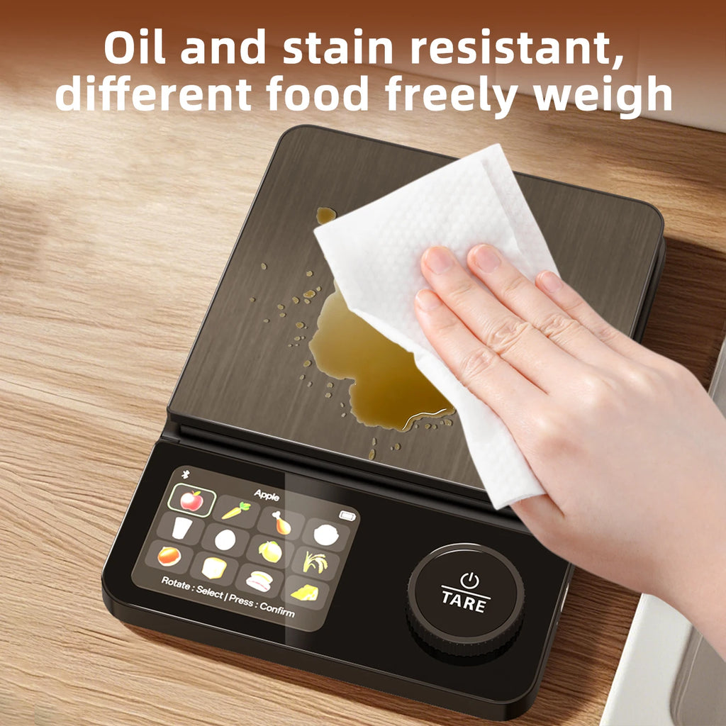 Smart Digital Kitchen Electronic Scale, 5kg Capacity Accurate 0.1g, TFT Display, Rechargeable with APP Nutrition Analysis