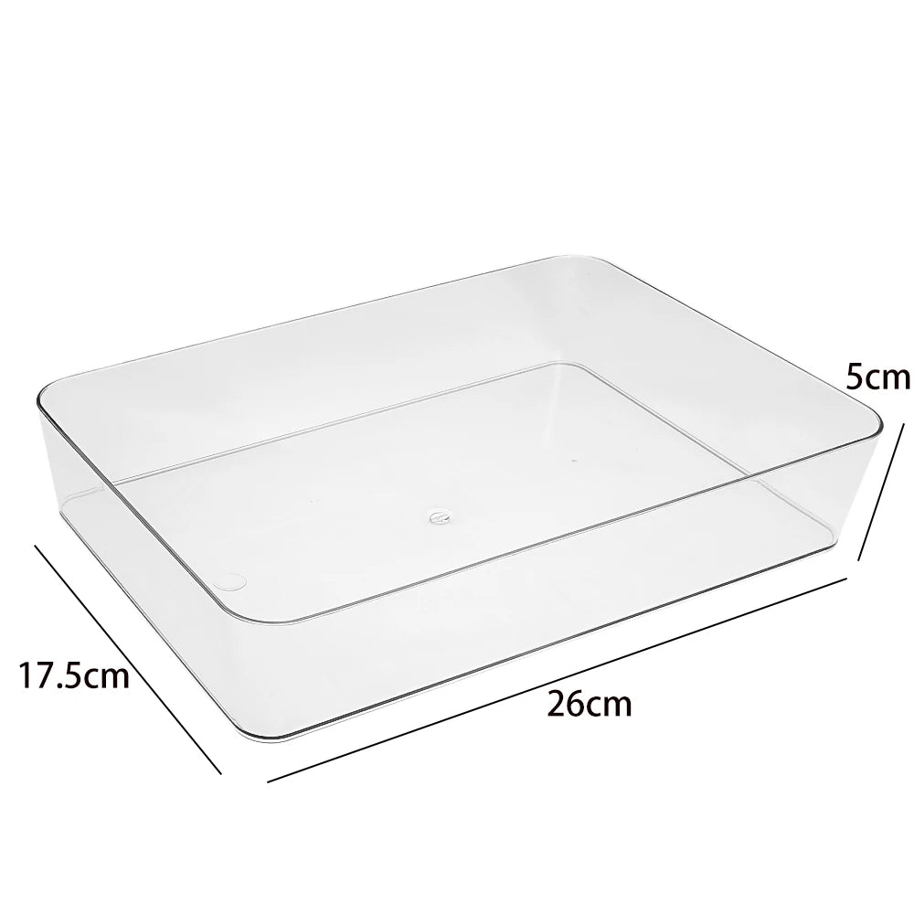 Desk Drawer Organizers Clear Cosmetic Storage Box Transparent Stationery Organizer Storage Bin Kitchen Bathroom Organizer Tools