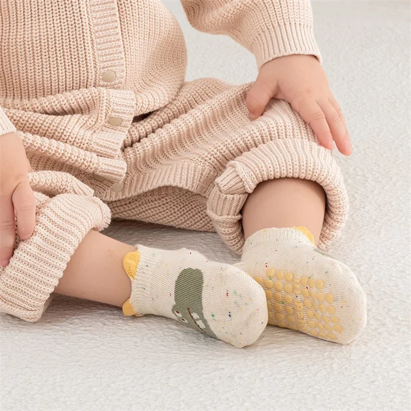 Kids Floor Socks For Boys Girls Soft Cotton Baby Toddler Home Anti-slip Short Socks Autumn Winter Cartoon Sports Socks 0-5Years