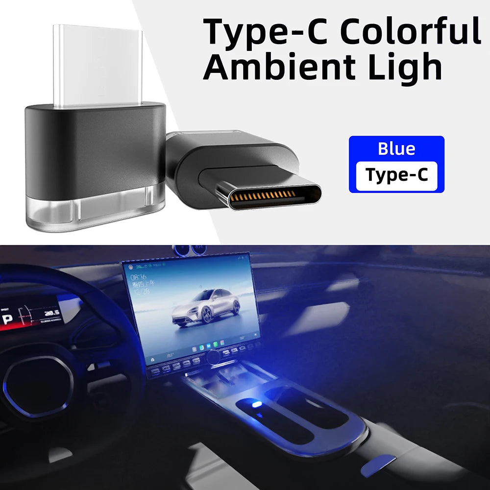New  Type-C Car Interior Ambient Atmosphere Light LED Signal Lights Auto Reading Lamp Decorations Car Interior Accessories