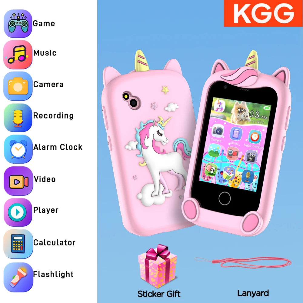 Kids Smart Phone Toy TouchScreen Unicorn Baby Mobile MP3 Music Player Digital Camera Educational Toys Girls Boys Birthday Gifts