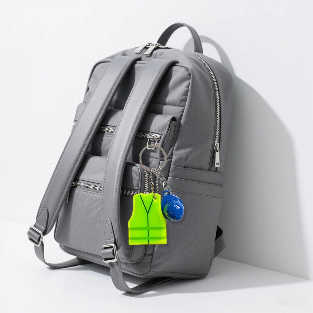 Creative Vest + Safety Helmet Shaped Keychain, Night Travel Sports Reflective Pendant for Backpack Luggage Hanging Accessories