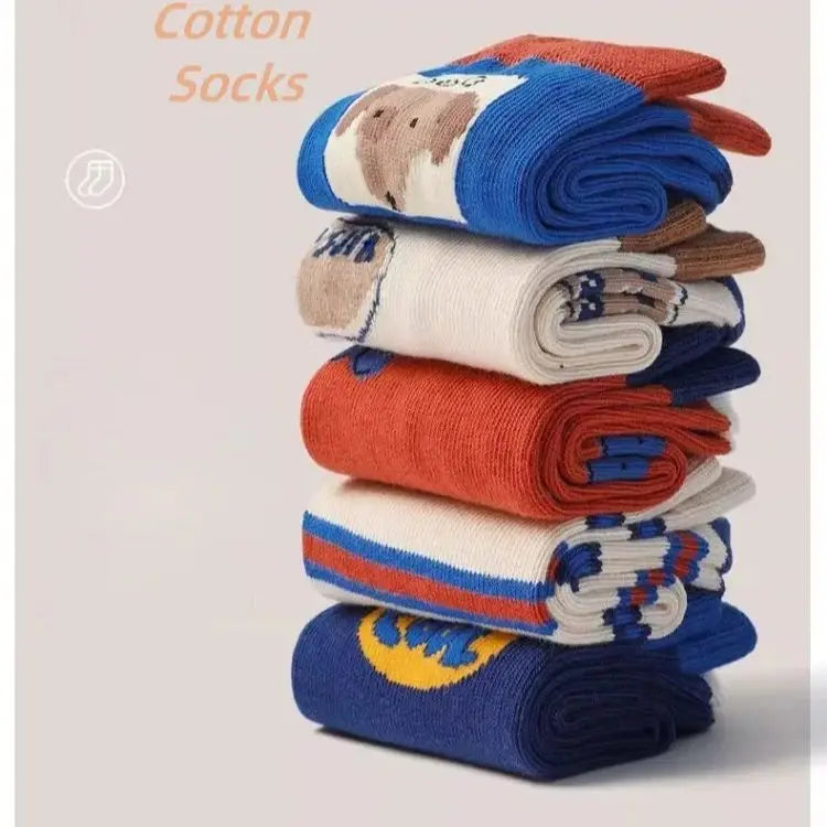 Baby Socks Children Spring Socks 1-14T Boys Funny Puppy Pattern Socks5 Pairs Cotton Socks Kids Sock