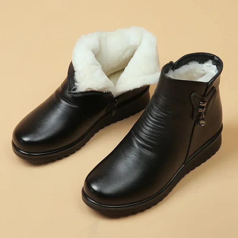 Women Shoes Ankle Boots Winter Plush Warm Soft Sole Anti Slip Waterproof Comfortable Outdoor Zipper Cold Proof Women Boots