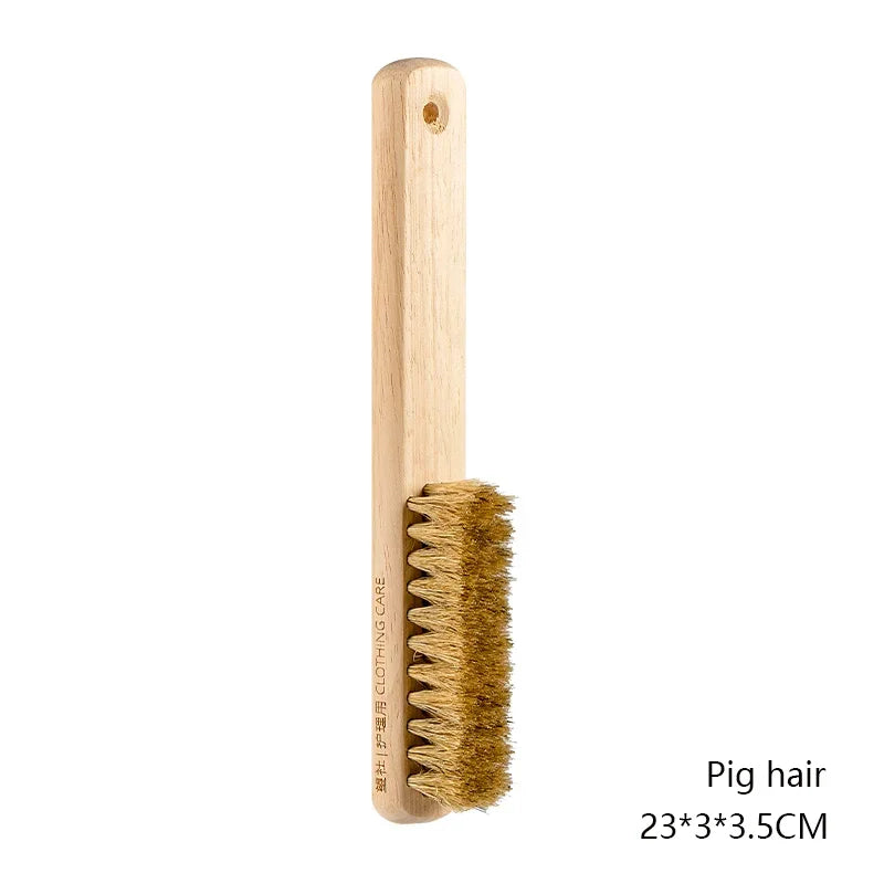 Multifunctional Home Cleaning Brush - Wooden Handle, Boar Bristle, Hanging Hole for Laundry & Shoes