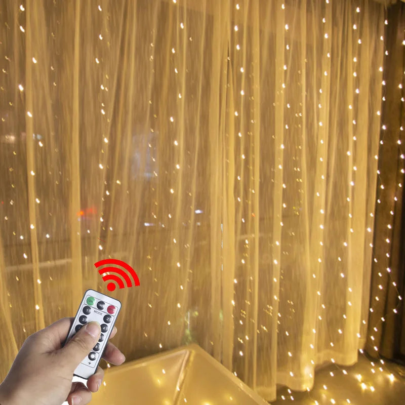 LED Curtain Lights Warm Fairy String Lights Festival USB Lighting Rainbow Window Lamp Home Bedroom Wedding Christmas Decoration