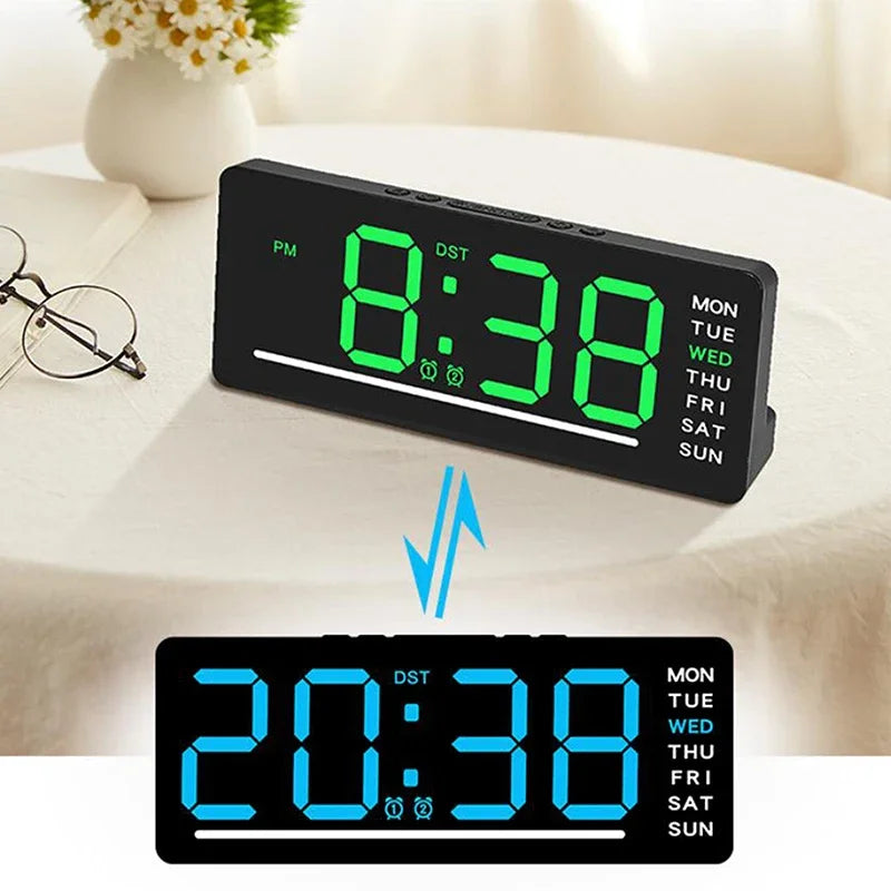Smart Mute LED Electronic Wall Clock Modern Desk Clock Night Alarm Minimalist Thermometer Clock Home Decor For Room