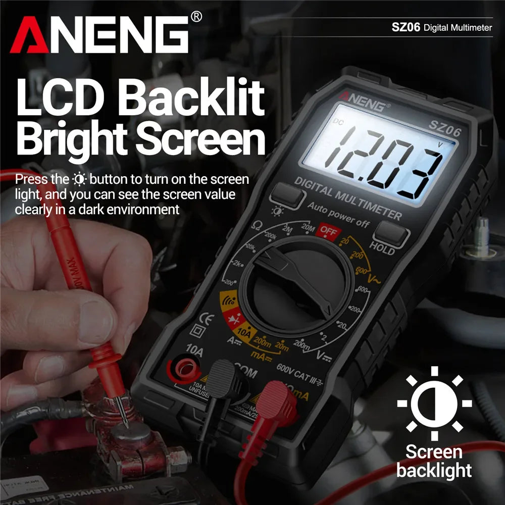 Smart Digital Multimeter ANENG 600V AC/DC Voltage multimetro 2000 Count 10A DC Current Testing Ohm Resistance Diode test Tools