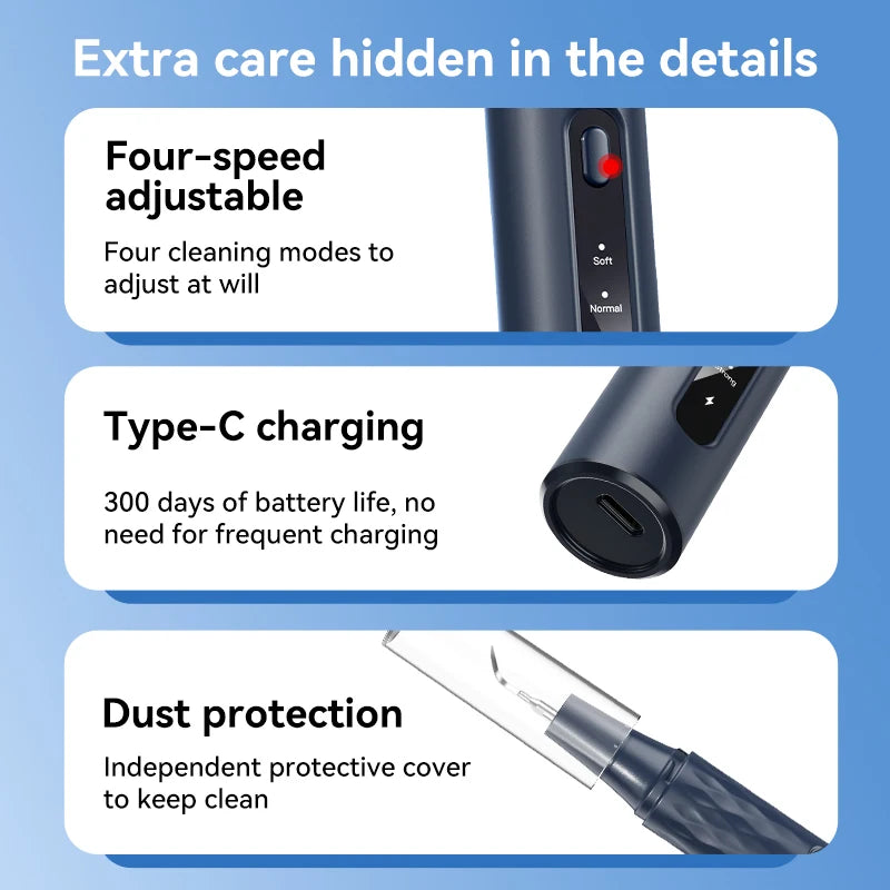 Smart Ultrasonic Tooth Scaler With Camera 4 Speeds Visual Electric Sonic Teeth Plaque Cleaner For Teeth Tartar Stain Calculus