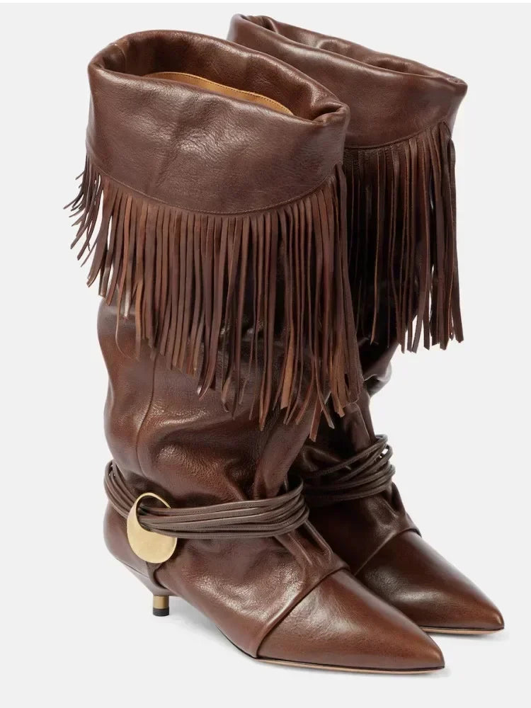 2024 Autumn/Winter New Women's Thin Heel Short Boots Fashion Pointed Wide Tube Folded Stacked Boots Women's Large Ankle Boots