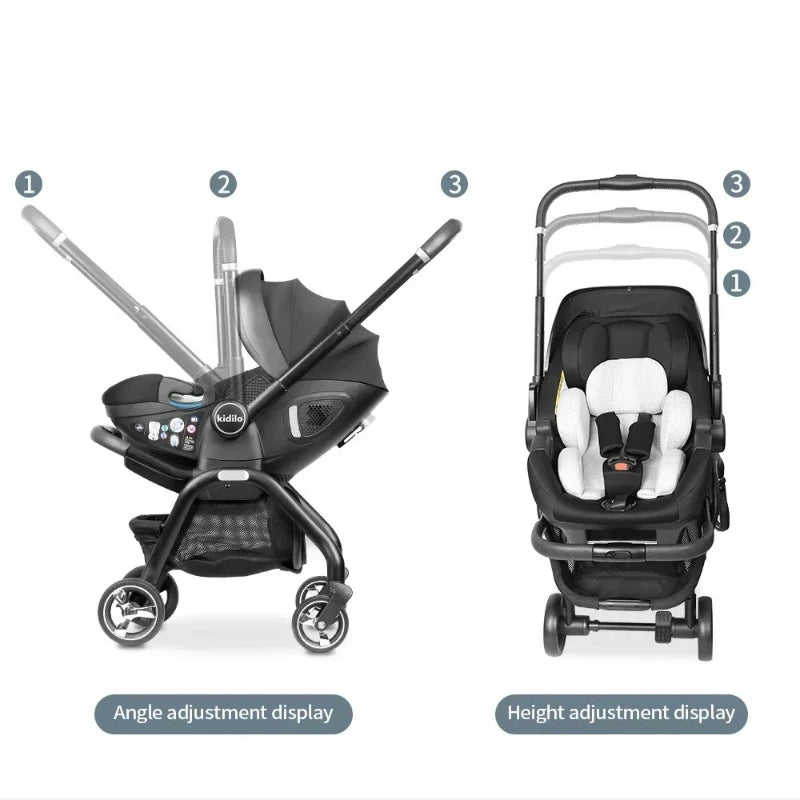 Kidilo 3-in-1 baby stroller, baby safety seat, newborn baby sleeping basket, portable 5 color choices Suitable for ages 0-1