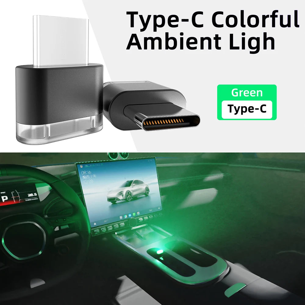 New  Type-C Car Interior Ambient Atmosphere Light LED Signal Lights Auto Reading Lamp Decorations Car Interior Accessories