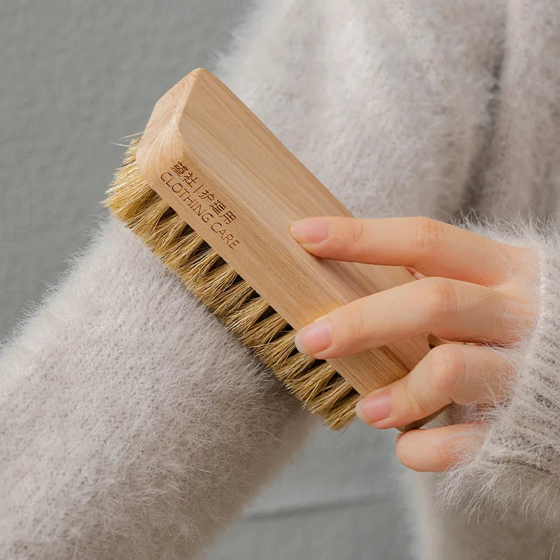 Multifunctional Home Cleaning Brush - Wooden Handle, Boar Bristle, Hanging Hole for Laundry & Shoes