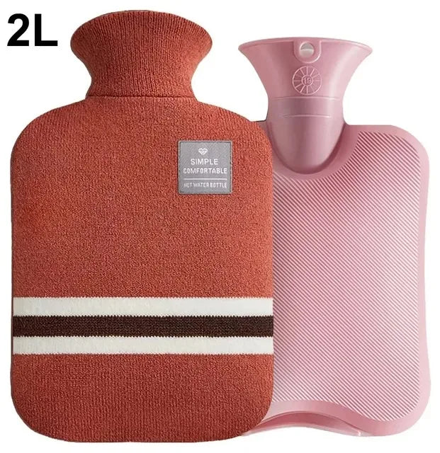 Hot Water Bottle with Knitted Cover Durable 1L/2L Hot Water Bag for Pain Relief Hot Cold Therapy Hand Feet Warmer Women Gifts