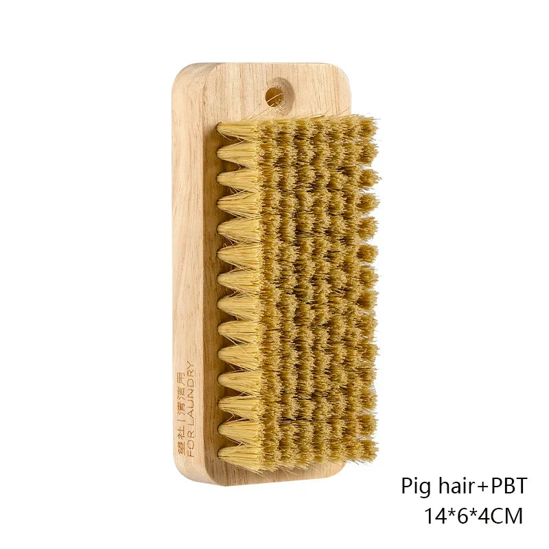 Multifunctional Home Cleaning Brush - Wooden Handle, Boar Bristle, Hanging Hole for Laundry & Shoes