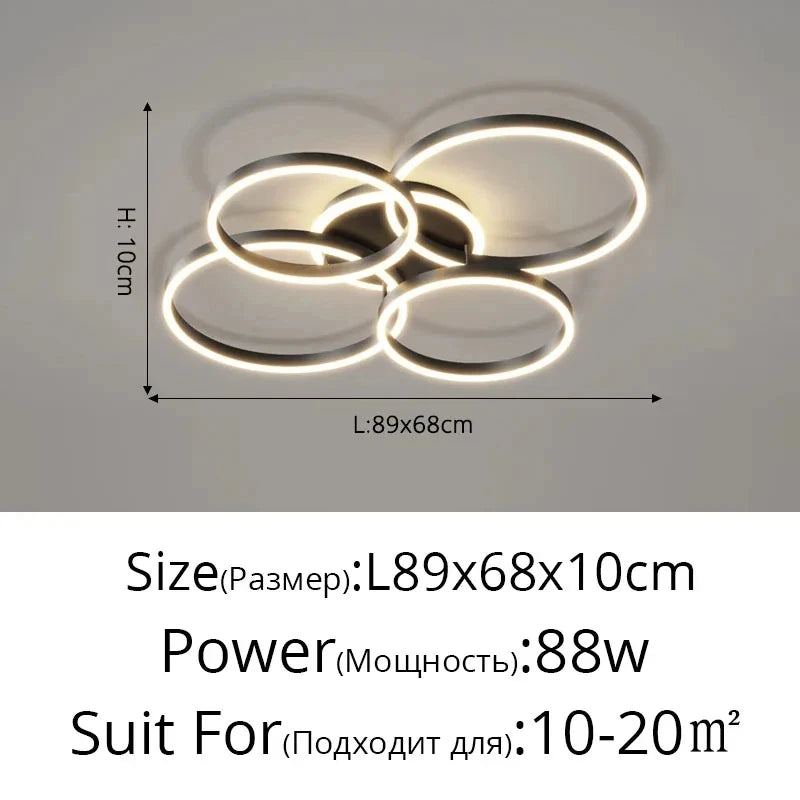 Modern Chandelier Lighting LED Indoor Ceiling Chandelier For Living Room Study Bedroom Nordic Round Rings Home Decor Chandeliers