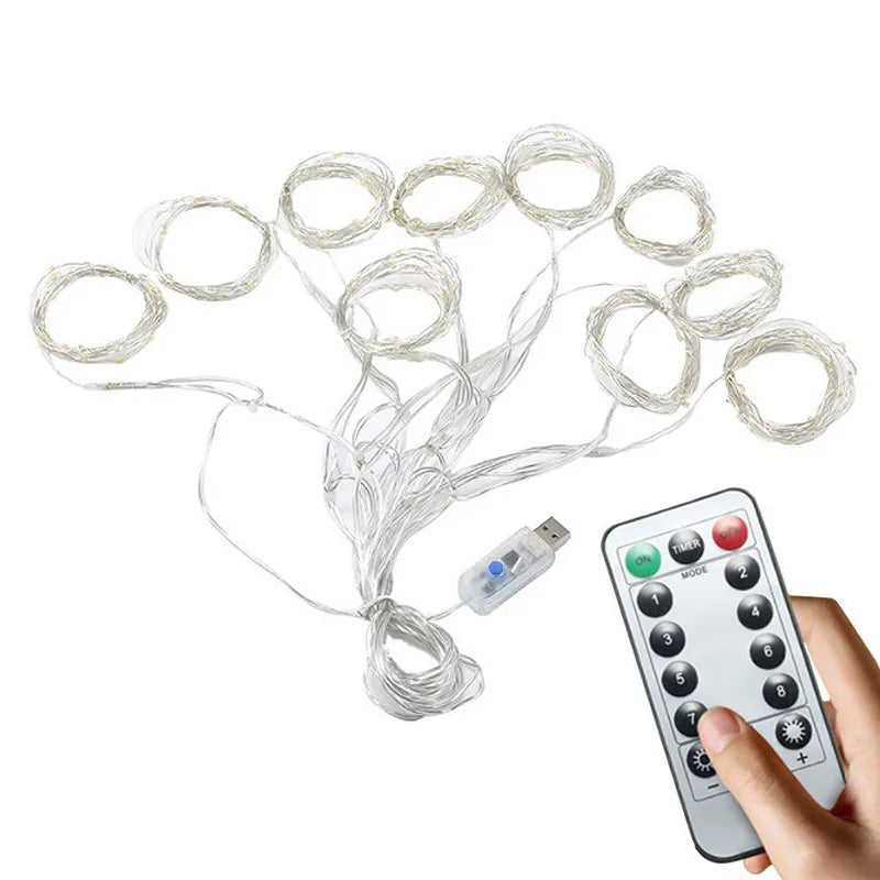 LED Curtain Lights Warm Fairy String Lights Festival USB Lighting Rainbow Window Lamp Home Bedroom Wedding Christmas Decoration
