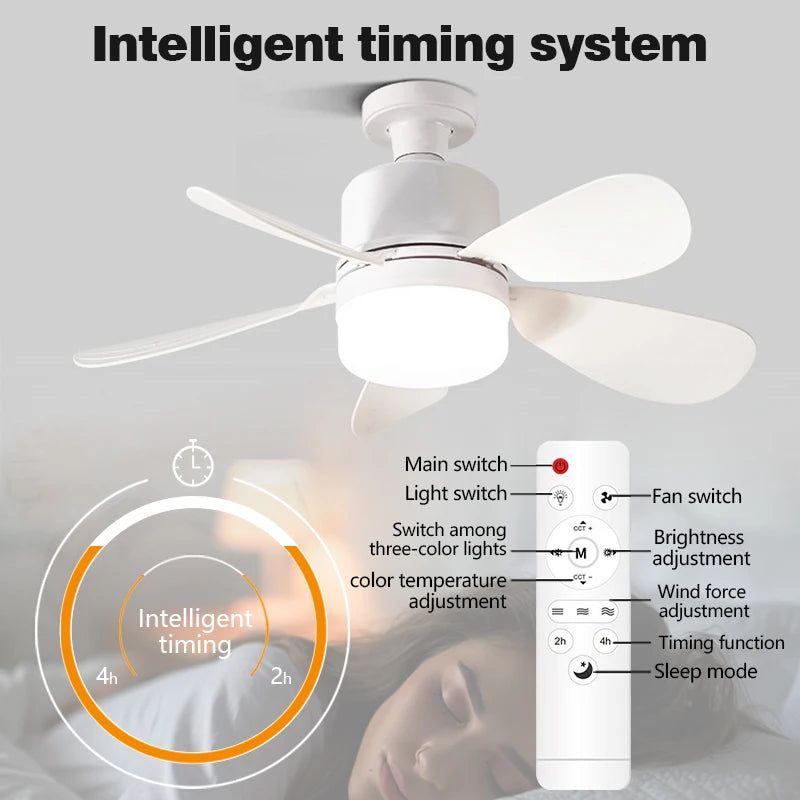Smart 2-in-1 LED Ceiling Fan with Remote Control Dimming Lighting E27 Silent Fan Bedroom Living Room Kitchen Home Electric Fans