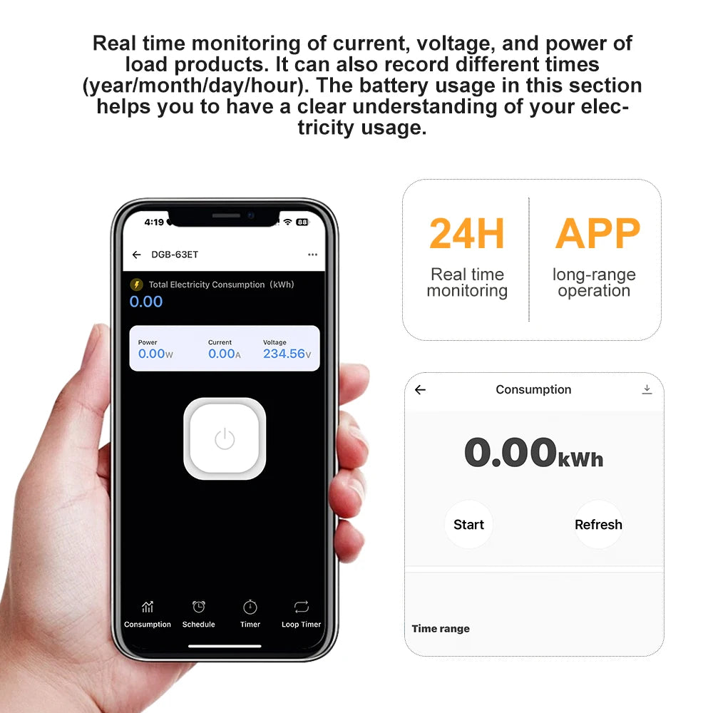 EWeLink DGB-63E/63ET 63A Smart WIFI Home Circuit Breaker Timer Remote Control Real-monitoring Switch Energy Meter Kwh Metering