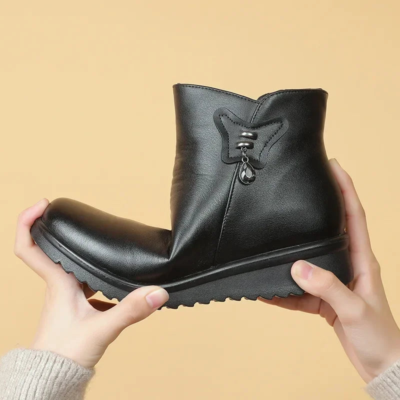 Women Shoes Ankle Boots Winter Plush Warm Soft Sole Anti Slip Waterproof Comfortable Outdoor Zipper Cold Proof Women Boots