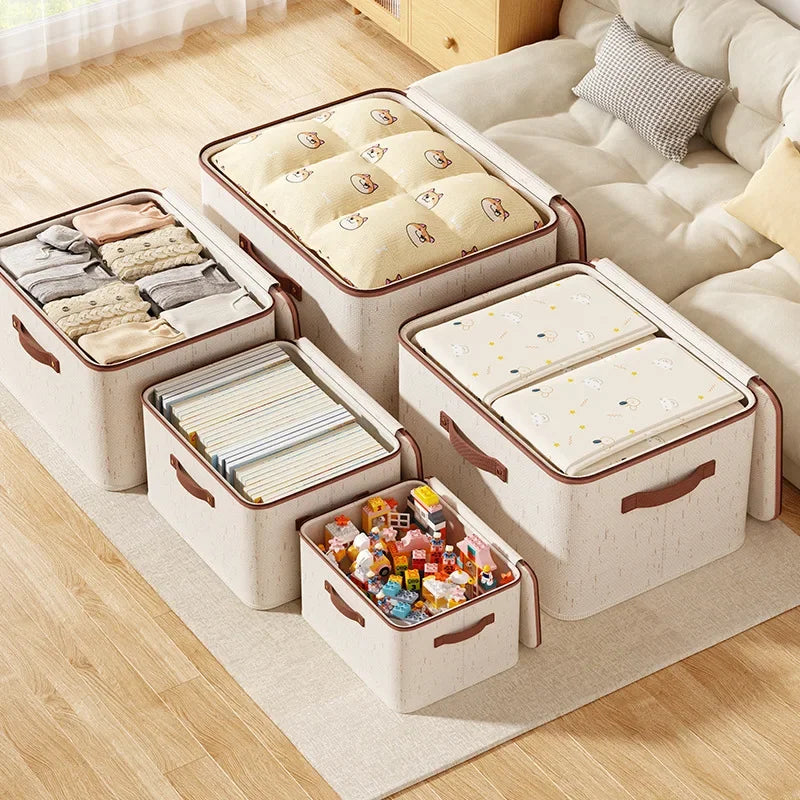 Extremely Large Thicken Clothes Organizer Home Cotton Linen Quilt Pants Sweater Storage  Box Bedroom Closet Wardrobe Organizer