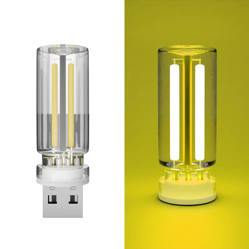 Car Atmosphere Light USB Night Light Touch Dimming LED Incandescent Filament Lamp Bulb Emergency Lighting Plug Play Ambient Lamp