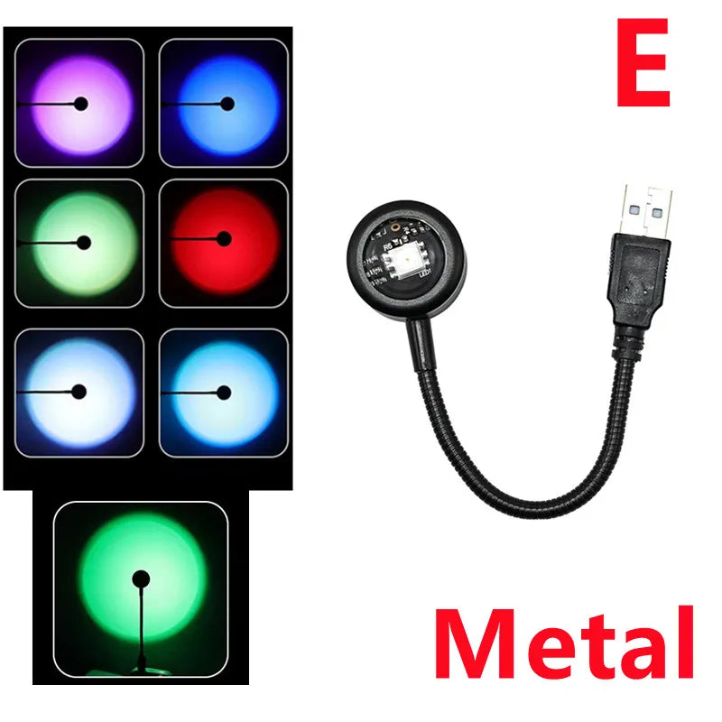 LDHLM Sunset Lamp LED USB Rainbow Neon Night Light Projector Photography Wall Atmosphere Lighting for Bedroom Decor Gift