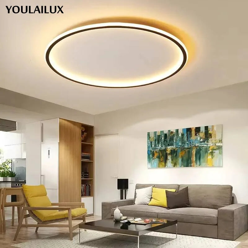 Simple Nordic Style Lighting Ceiling Lamp All White And Black Edge Modern Living Room Lamp Bedroom Home Lighting Decoration