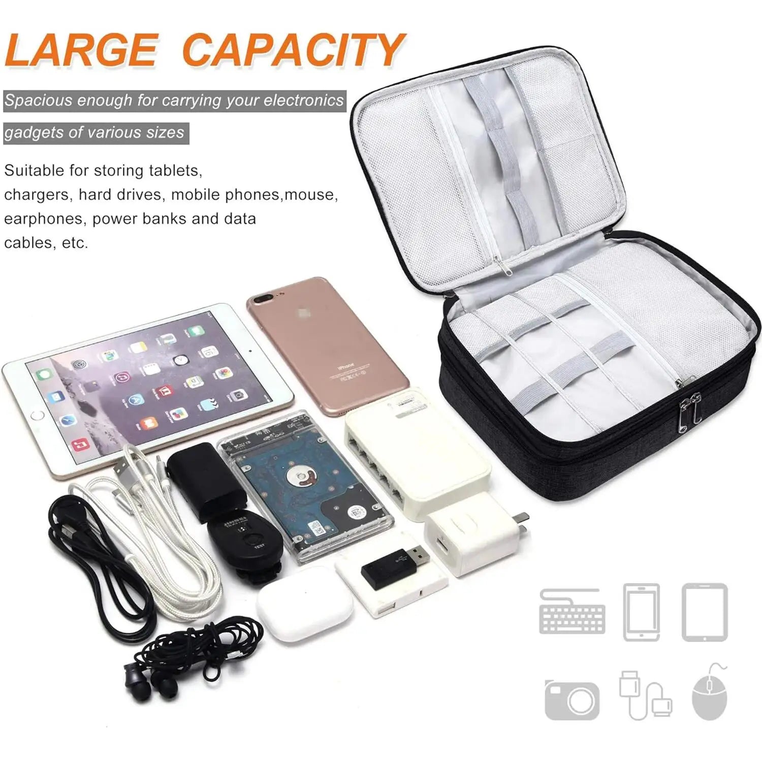 Travel Organizer Bag Cable Storage Pouch Carry Case Portable Waterproof Storage Bag Cable Charger Cord Organizer Bag Accessories