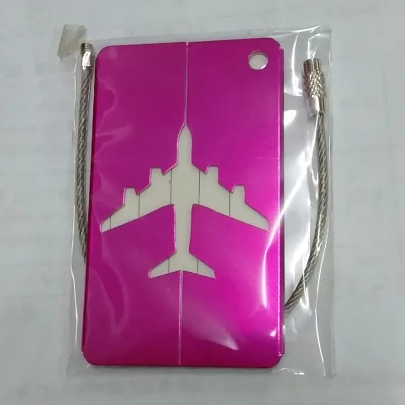Aluminium Alloy Aircraft Luggage Tag with Name Travel Luggage Tag ID Card Anti-lost Solid Colour Travel Accessories
