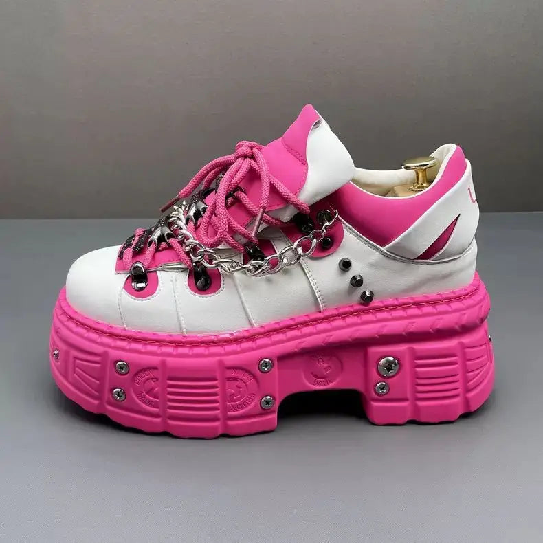 Niche Original Pink Men's Autumn and Winter New Small Punk Style Fashion Personality Heightening Platform Casual Shoes