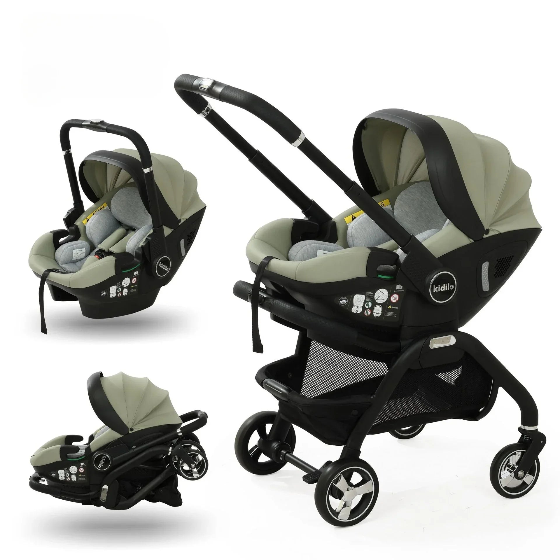 Kidilo 3-in-1 baby stroller, baby safety seat, newborn baby sleeping basket, portable 5 color choices Suitable for ages 0-1