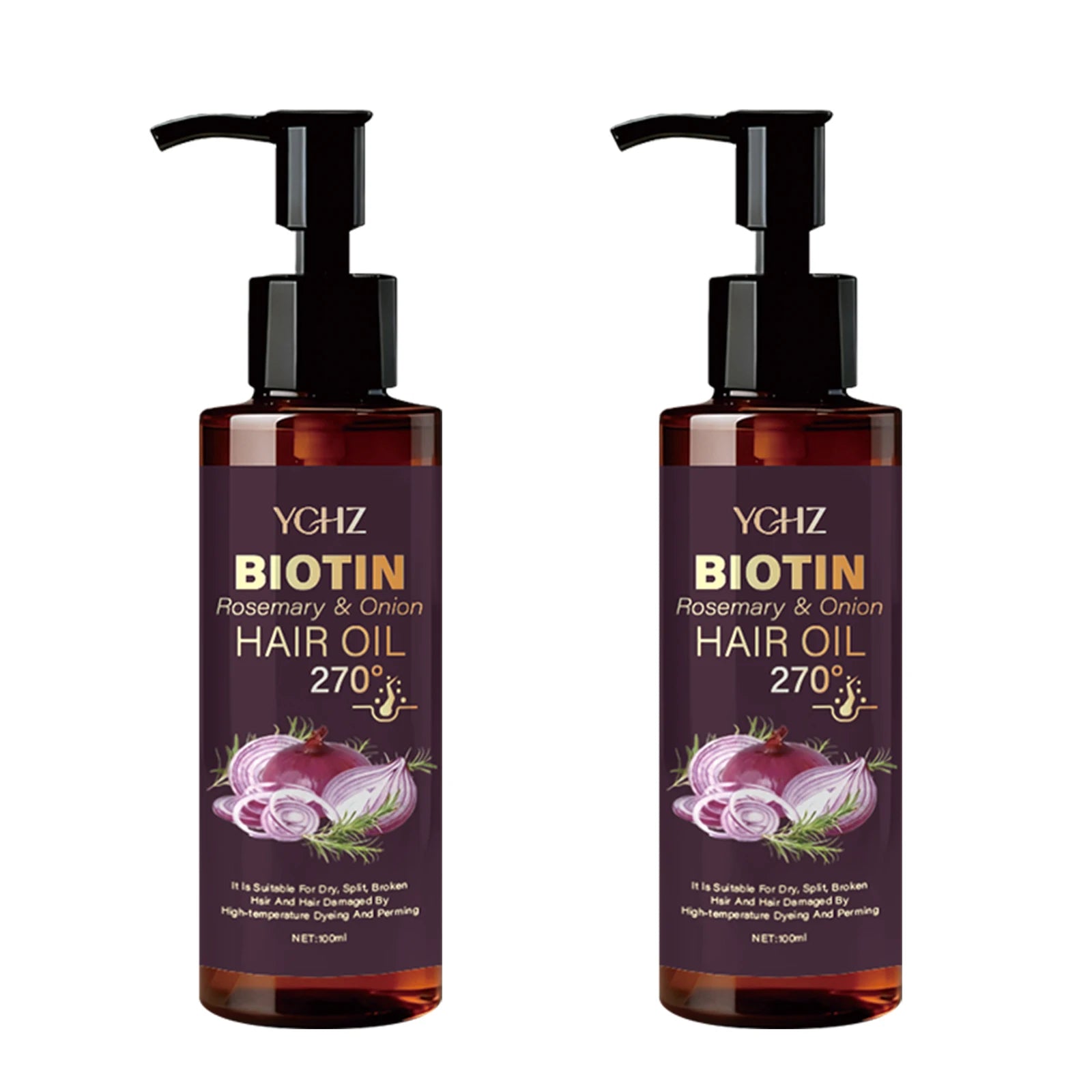 Biotin Hair Oil with Rosemary and Onion - Moisturizes Dry, Damaged, and Frizzy Hair - Nourishing Formula for Smooth, Silky Hair - Suitable for Normal Hair Types