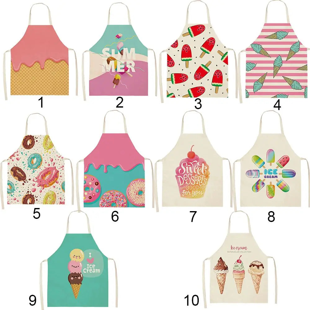 Cotton Linen Ice Cream Oil-proof Bibs Home Cleaning Tool Kitchen Apron Cooking