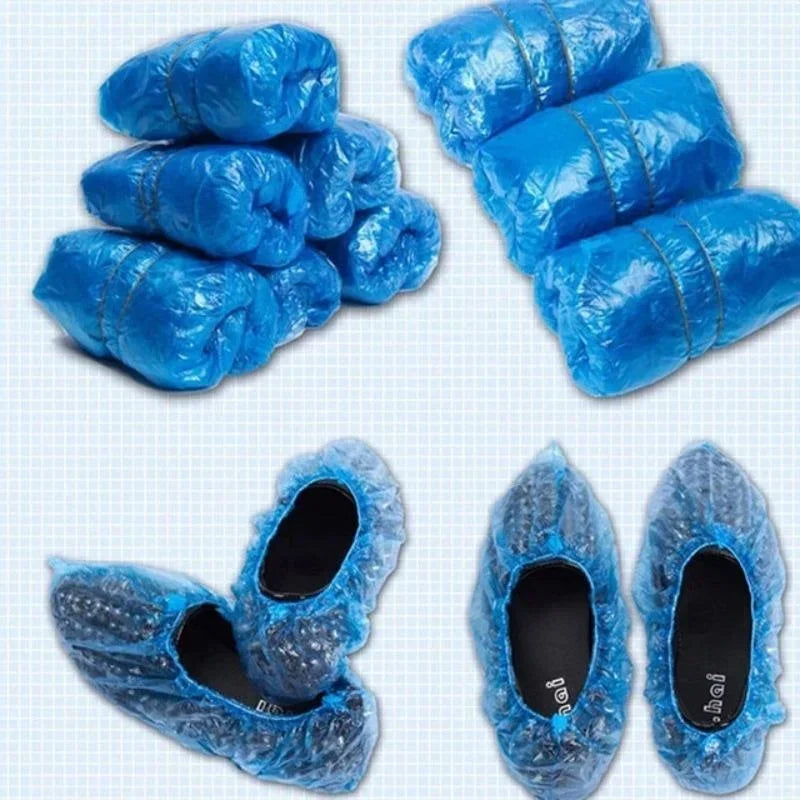100PCS Medical Waterproof Boot Covers Plastic Disposable Shoe Dust Covers Overshoes Home Cleaning Wholesale