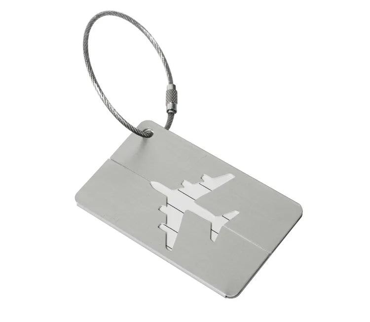 Aluminium Alloy Aircraft Luggage Tag with Name Travel Luggage Tag ID Card Anti-lost Solid Colour Travel Accessories